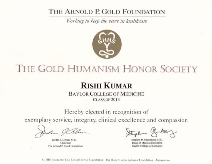Gold Humanism Honor Society Induction