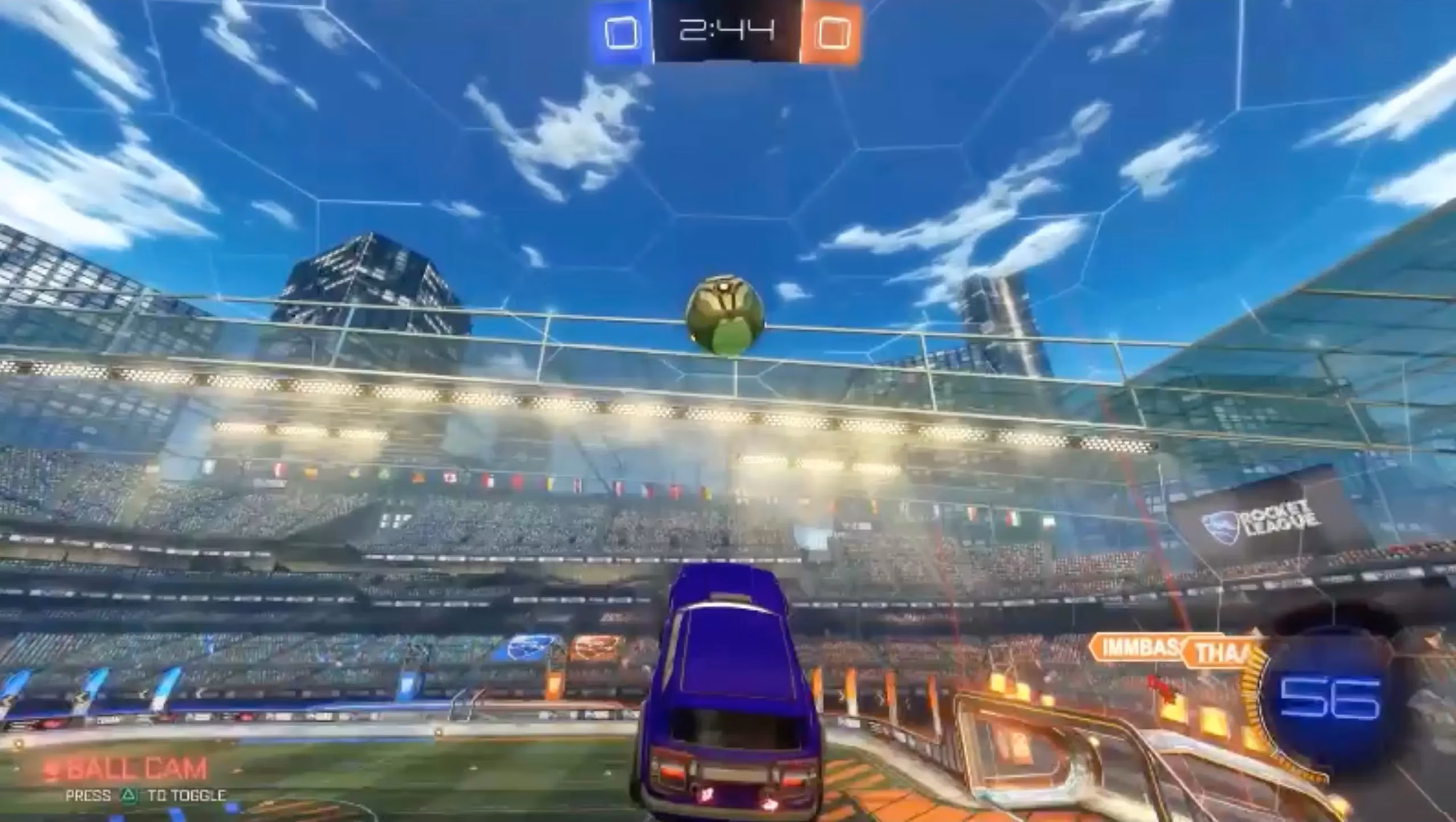 Rocket League: Flip Reset Over Both Opponents